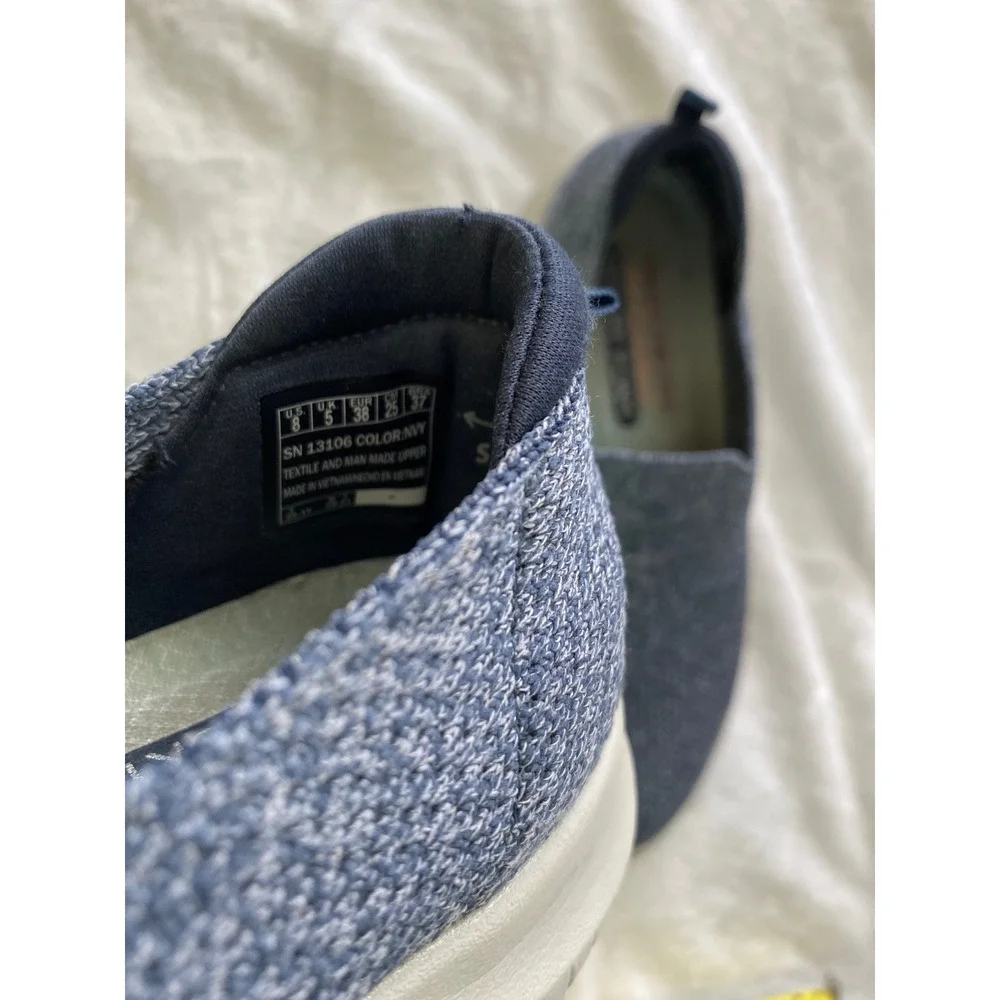 Skechers Air-Cooled Memory Foam Navy Knit Slip On Sneakers Womens 8 SN 13106